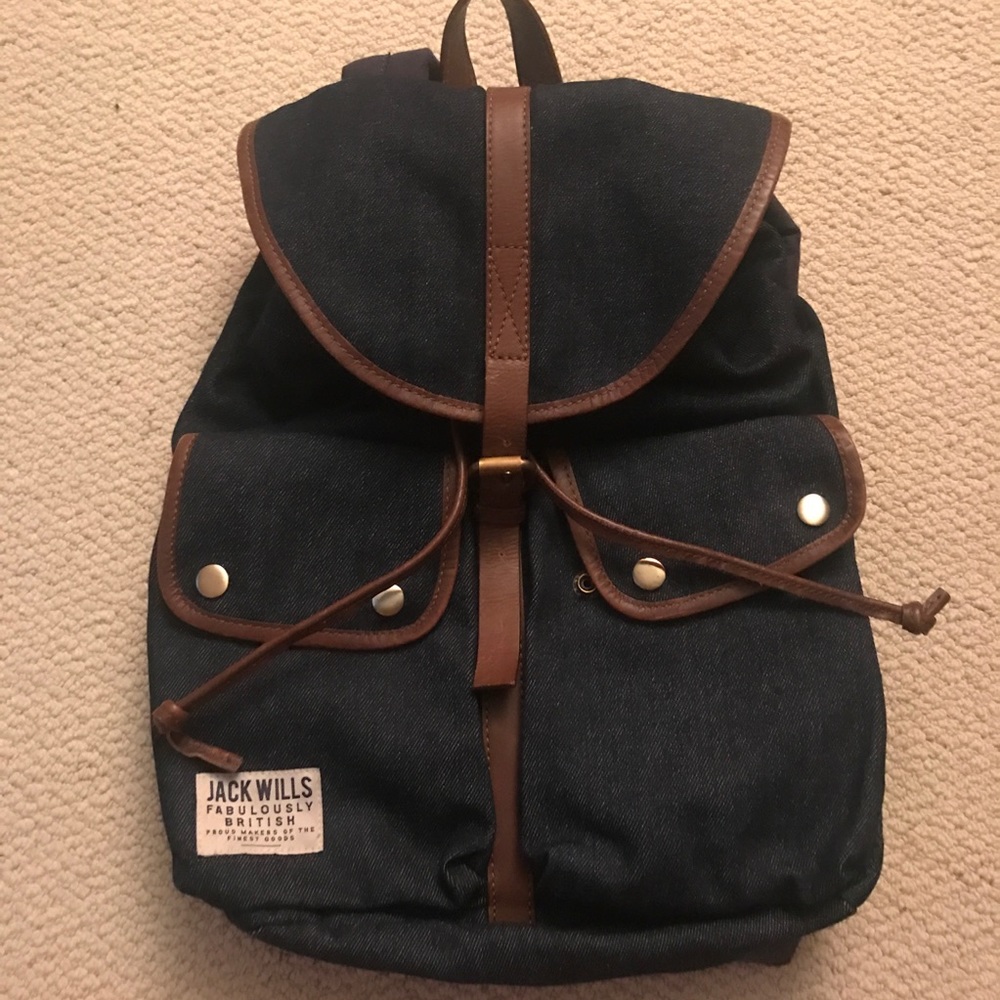 Jack Wills Navy Denim Backpack